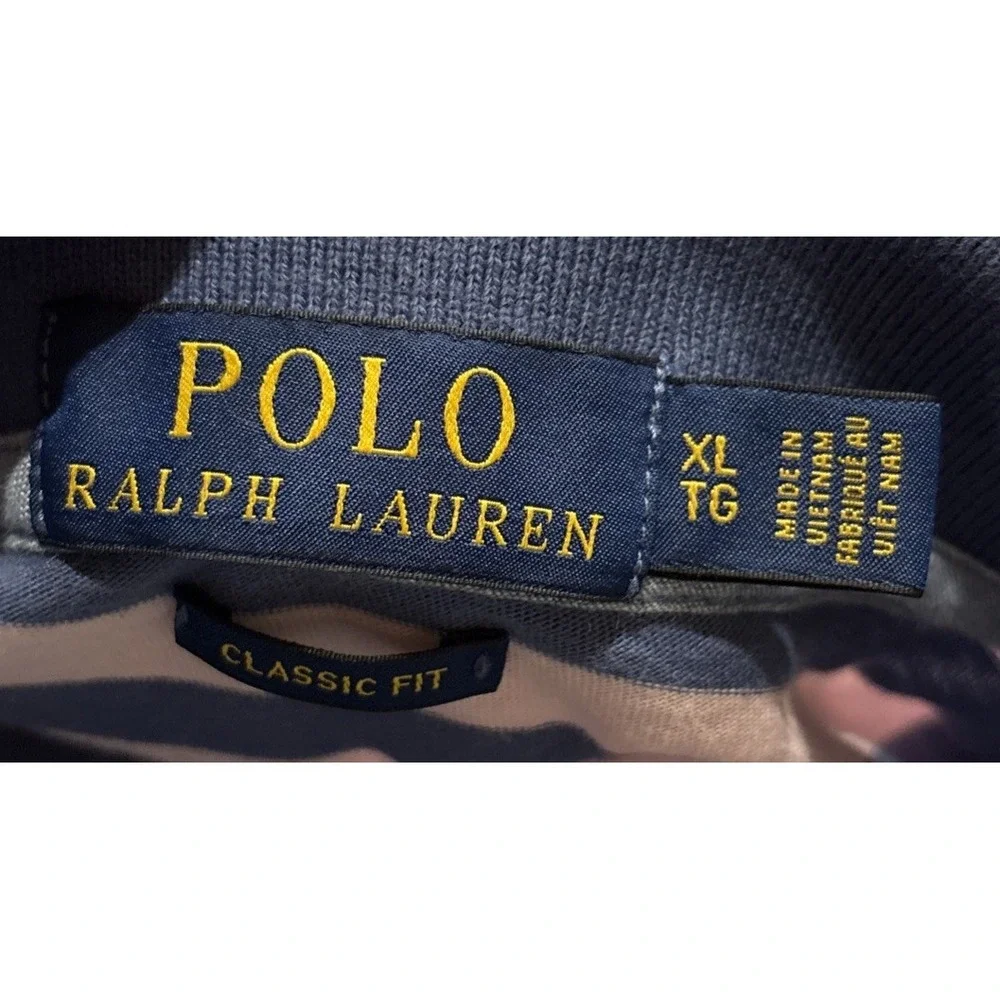 Polo Ralph Lauren Classic Fit Men's XL Blue/Pink Striped Short Sleeve Blue Pony